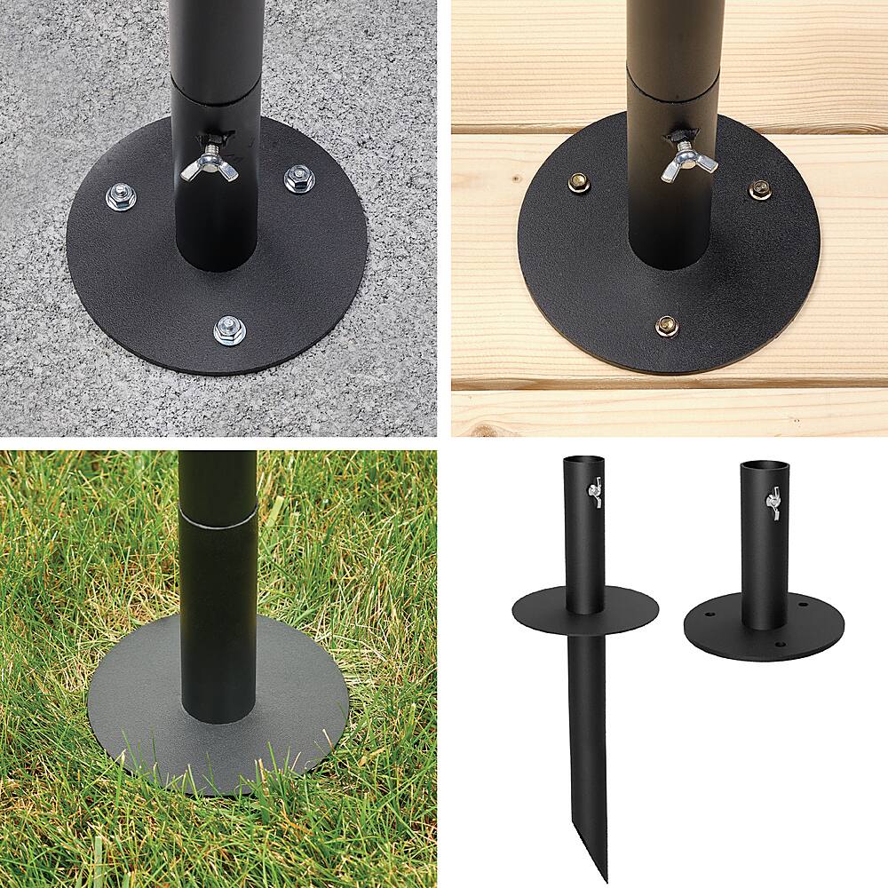Excello Global Products - Bistro String Light Poles - 4 Pack - Extends to 10 Feet - 100 Feet of String Lights Included - Black
