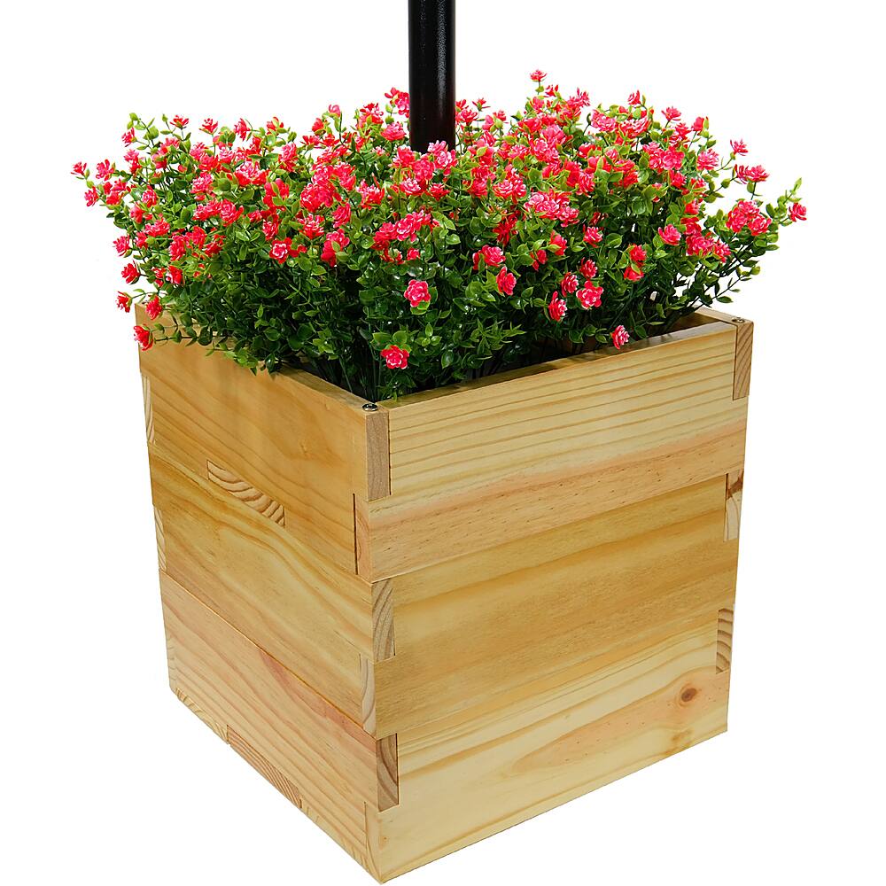 Excello Global Products - 18"x18" Planter Box with Light Pole Holder - Brown
