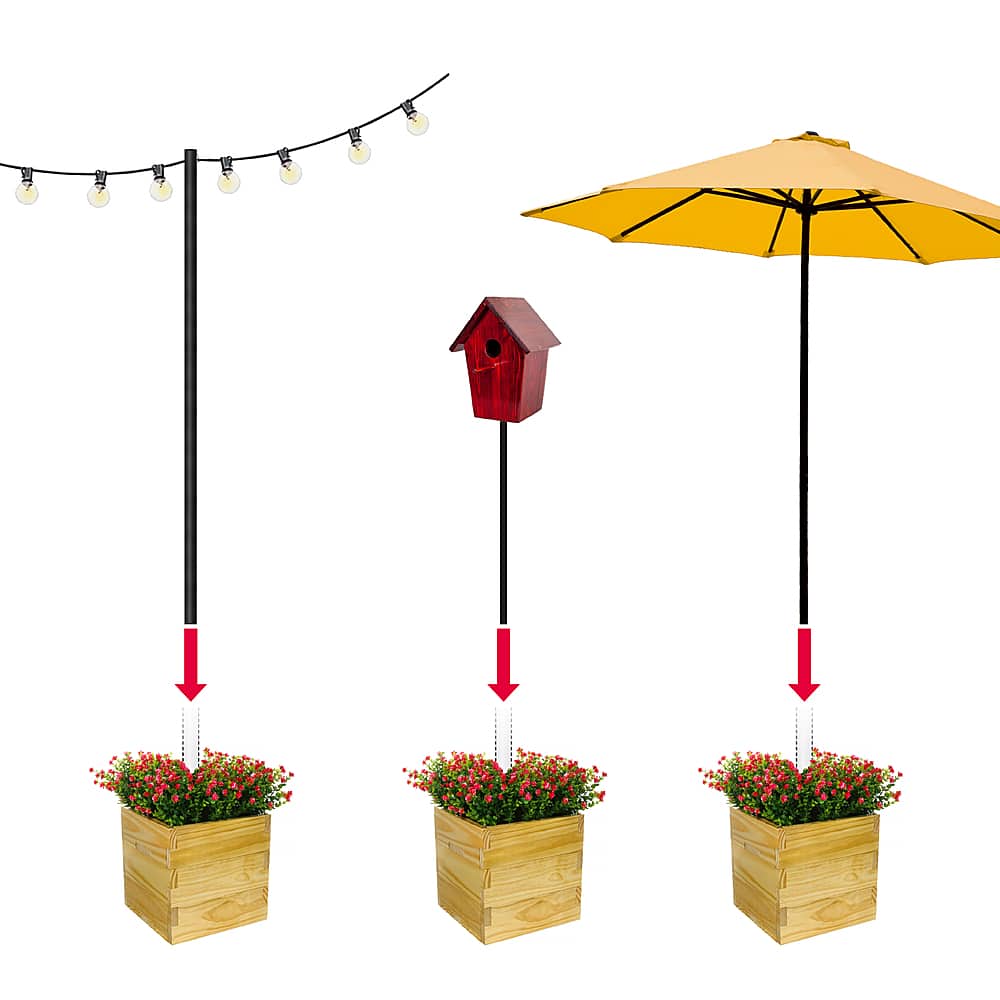 Excello Global Products - 18"x18" Planter Box with Light Pole Holder - Brown