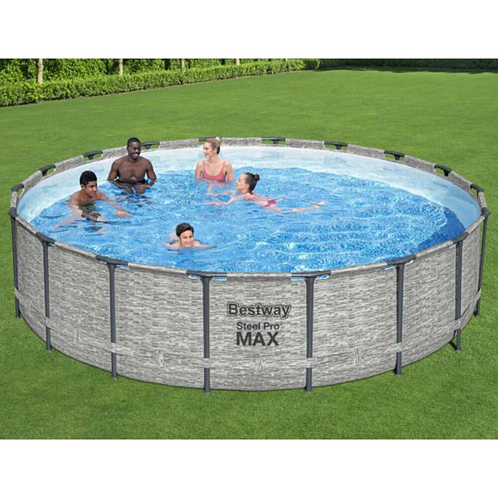 Bestway - Steel Pro MAX 16 Foot Round Above Ground Pool Set with 3 Layer Liner