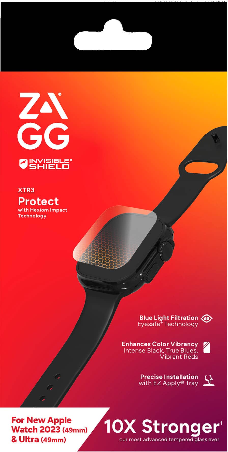 ZAGG - InvisibleShield Glass XTR3 Eco Advanced Edge-to-Edge & Anti-Reflective Screen Protector for Apple Watch Ultra 49mm - Clear