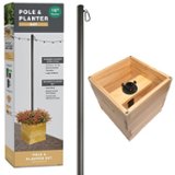 Excello Global Products - Extra Large 18"x18"x18" Wooden Planter Box and String Light Pole Set - Brown