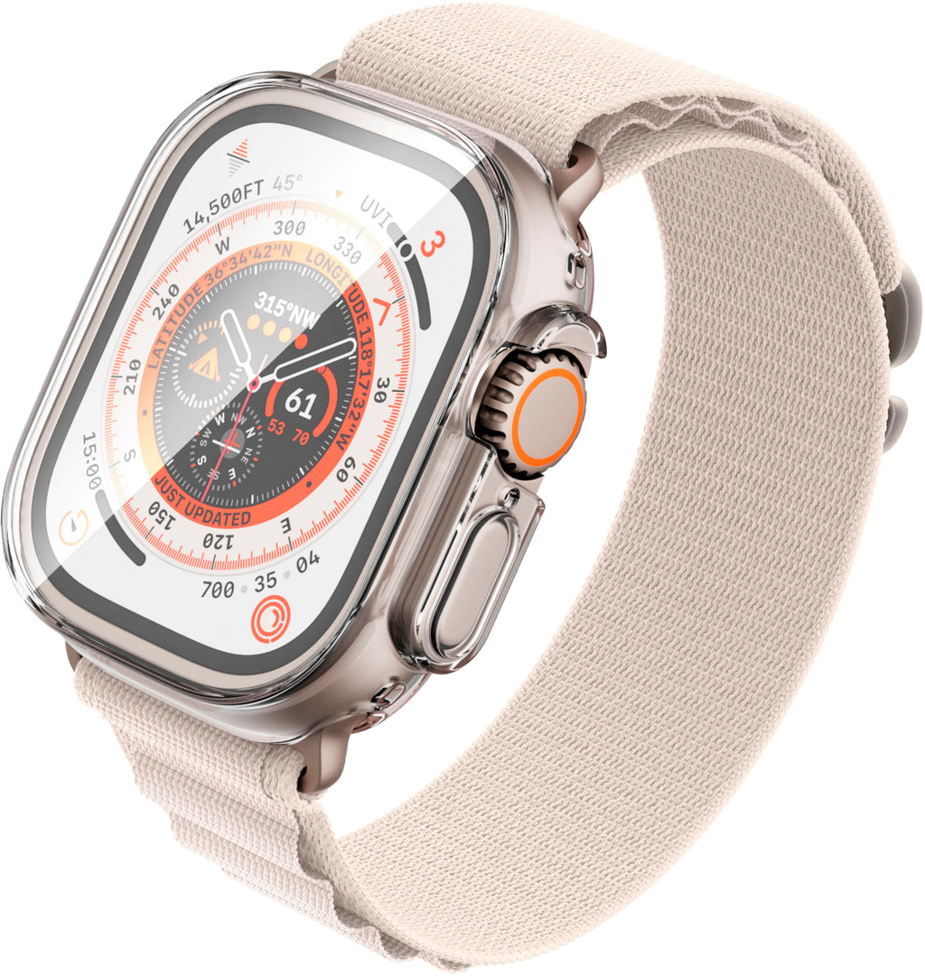 Raptic - 360X Bumper with Built-In Glass Screen Protection for Apple Watch Ultra 49mm - Clear