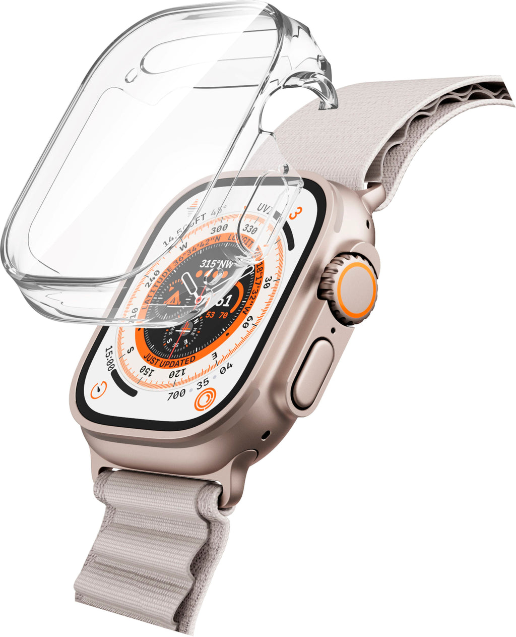 Raptic - 360X Bumper with Built-In Glass Screen Protection for Apple Watch Ultra 49mm - Clear