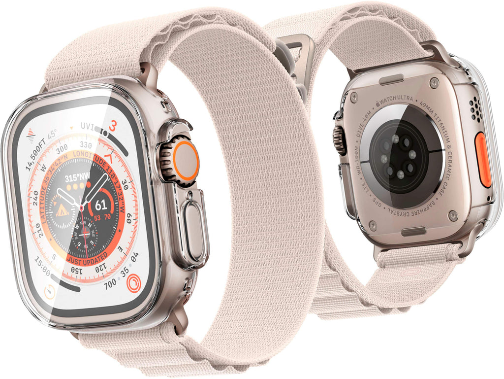 Raptic - 360X Bumper with Built-In Glass Screen Protection for Apple Watch Ultra 49mm - Clear