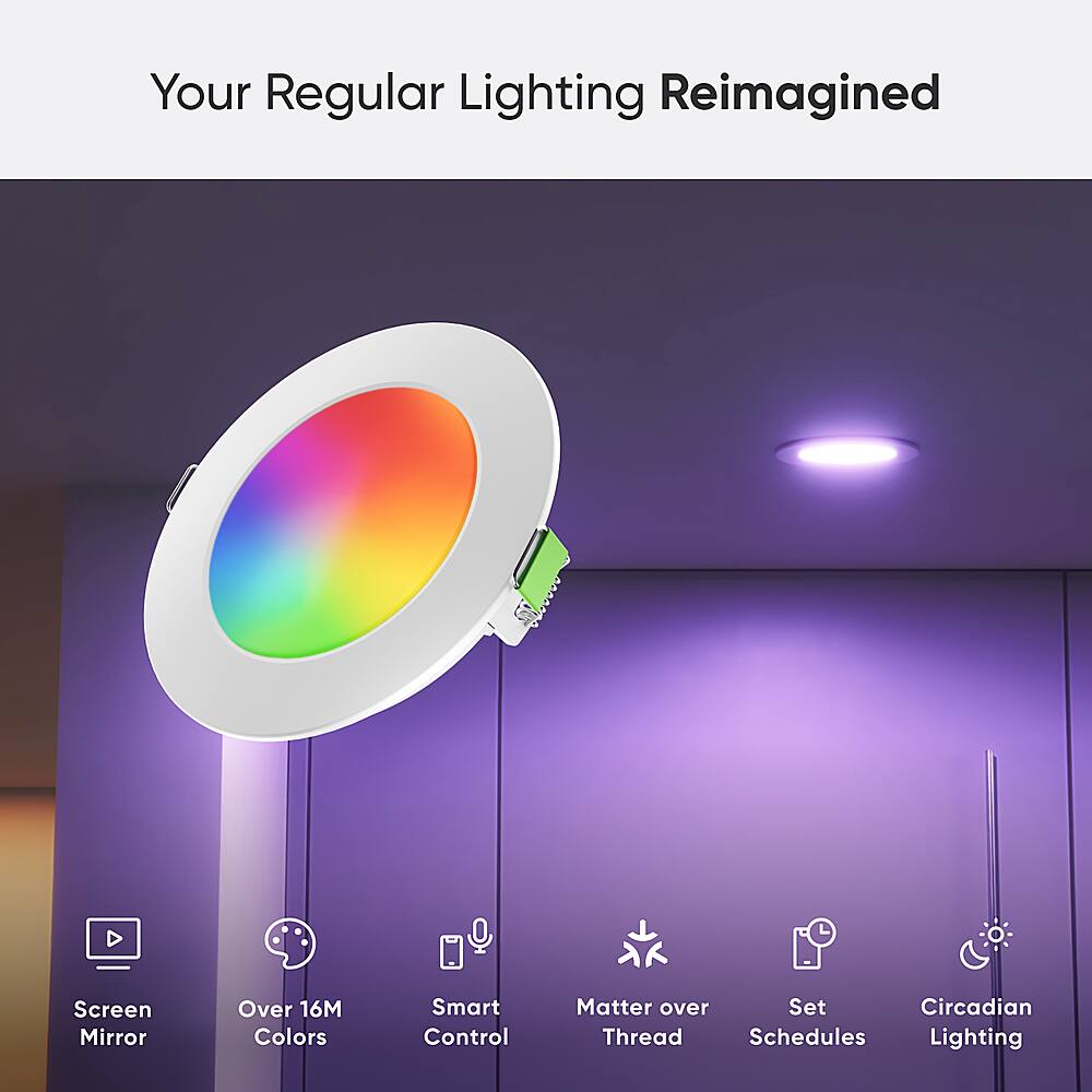 Nanoleaf - Essentials 4" Smart LED Downlight Thread & Matter Compatible (4 Pack) - Multicolor