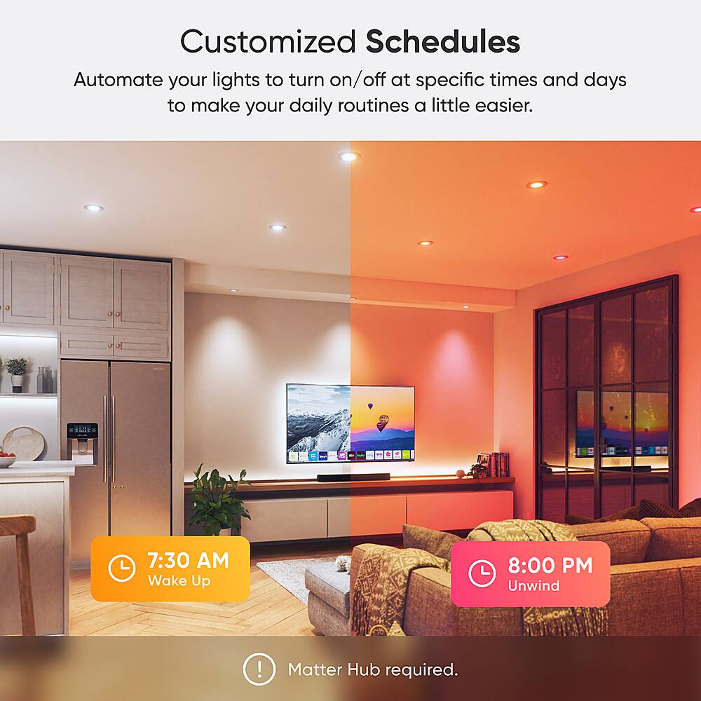 Nanoleaf - Essentials 4" Smart LED Downlight Thread & Matter Compatible (4 Pack) - Multicolor
