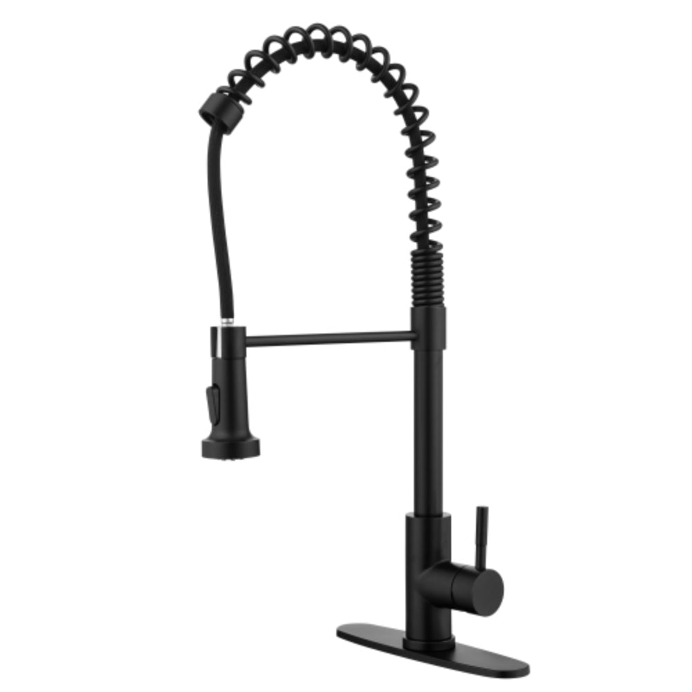 Hivvago Commercial Spring Kitchen Faucets In Matte Black With Pull-Out Sprayer