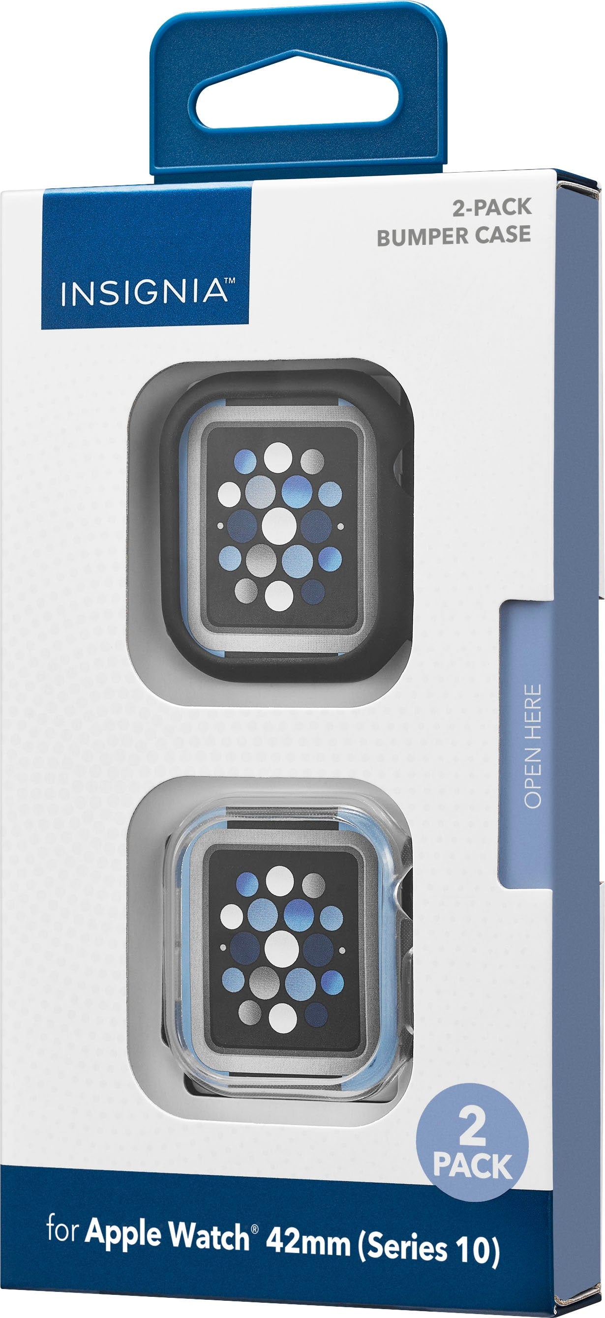 Insignia™ - Bumper Cases for Apple Watch 42mm (2-Pack) - Black/Clear