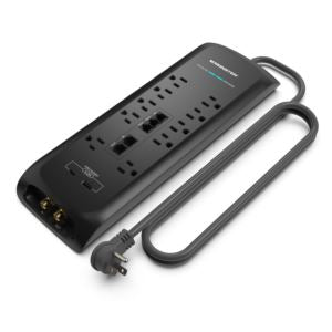 Monster-Essentials-5006 Monster Power Strip with USB-A and USB-C ports - Black