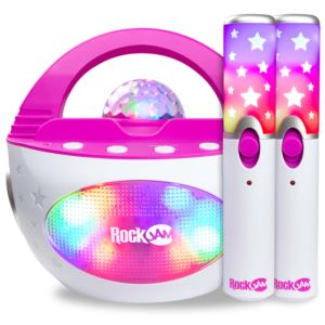 RockJam RJK-POP-DUO-PK K-POP DUO Portable Karaoke Machine w/ Two Wireless Microphones Pink