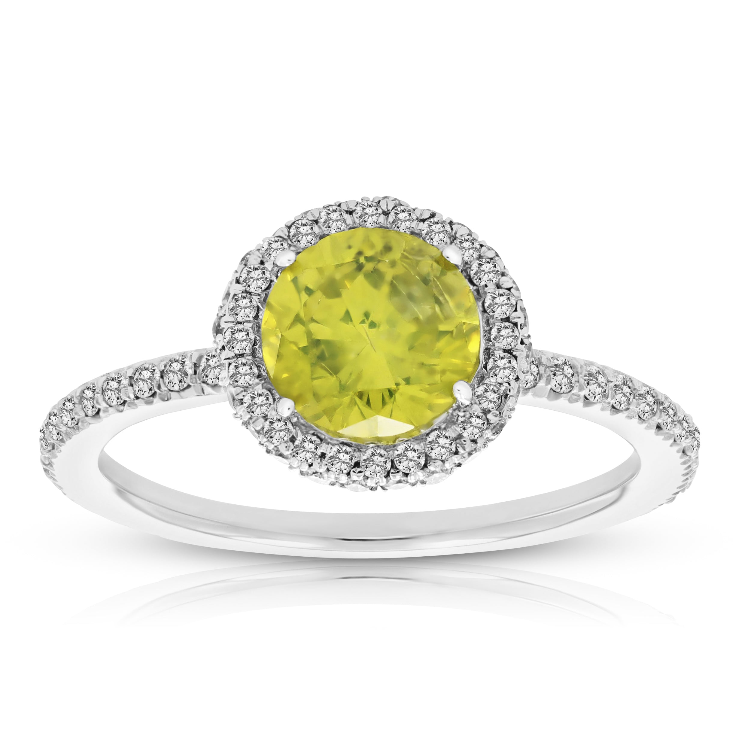 2 cttw Yellow and White Diamond Engagement Ring 14K White Gold Bridal
