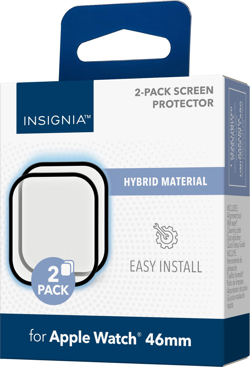 Insignia™ - Hybrid Glass Screen Protectors for Apple Watch 46mm 2024 (2-Pack) - Clear
