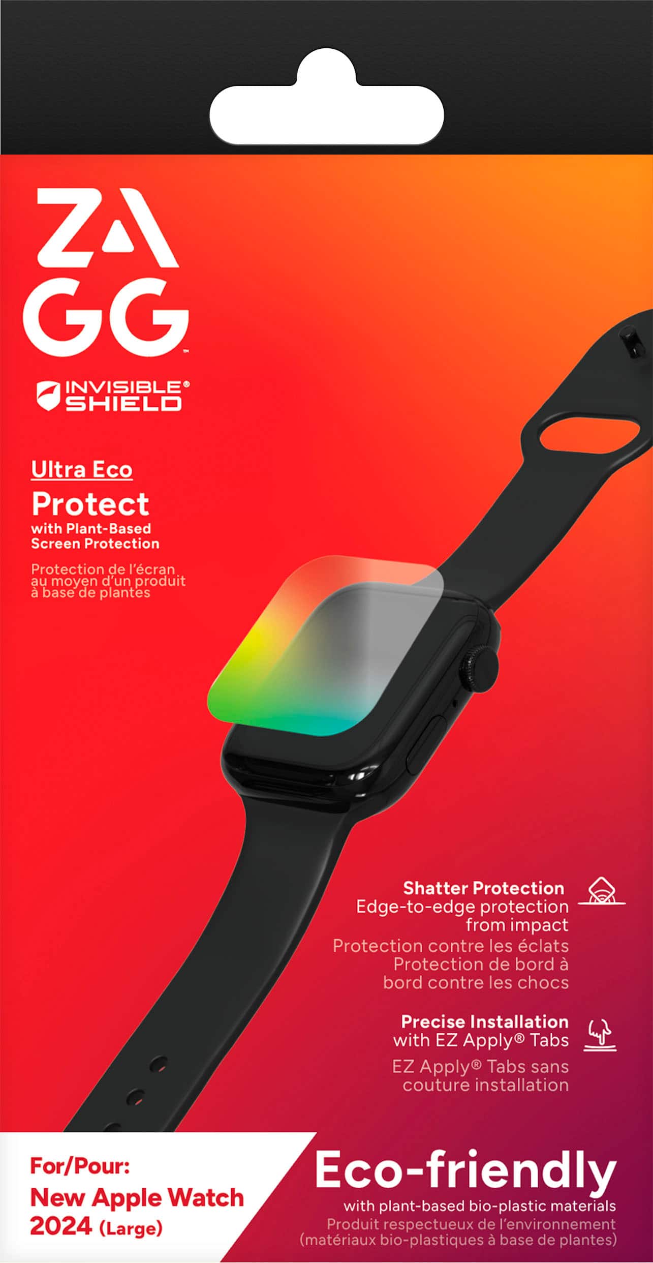 ZAGG - InvisibleShield Ultra Eco Edge-to-edge Plant-Based Screen Protector for Apple Watch Series 11/10 Large - Clear