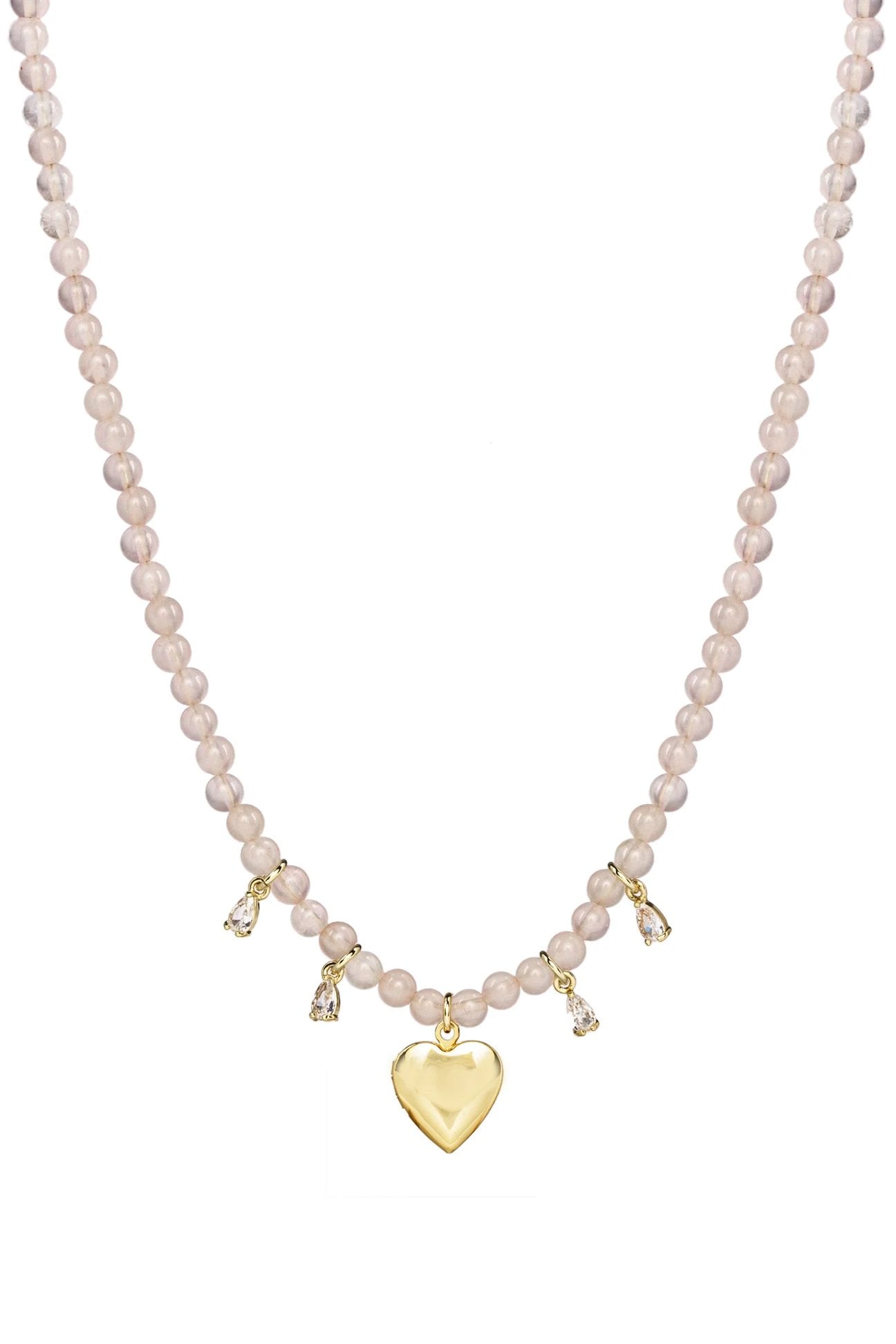 Rose Quartz Locket Beaded Necklace