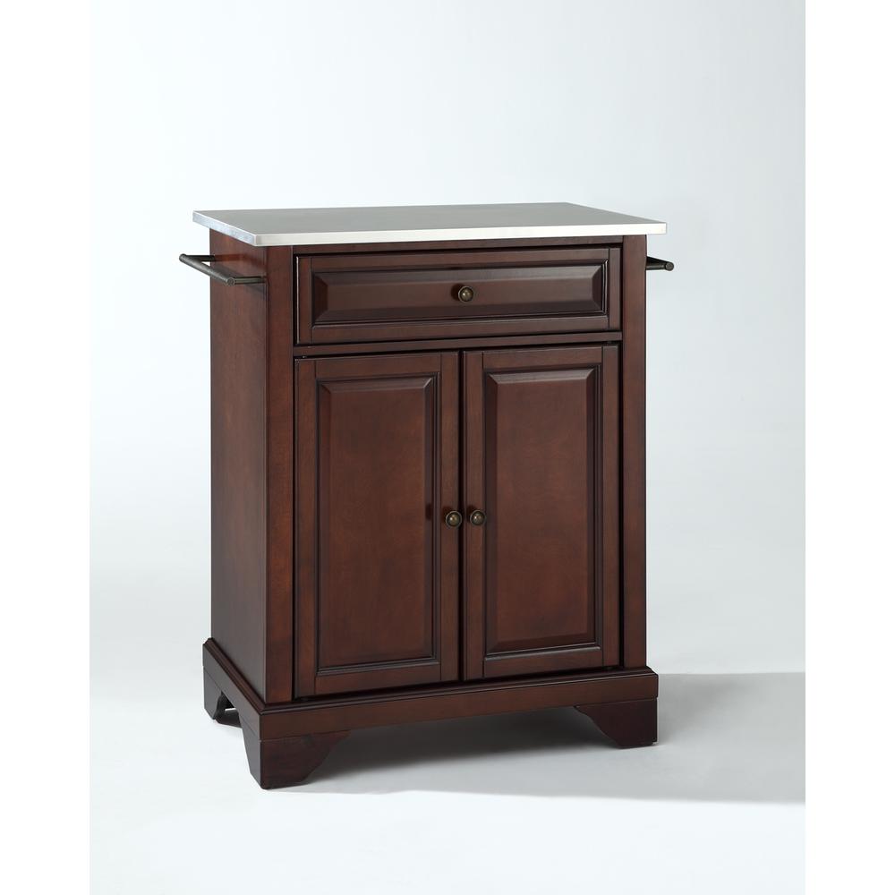 Lafayette Stainless Steel Top Portable Kitchen Island/Cart Mahogany/Stainless Steel