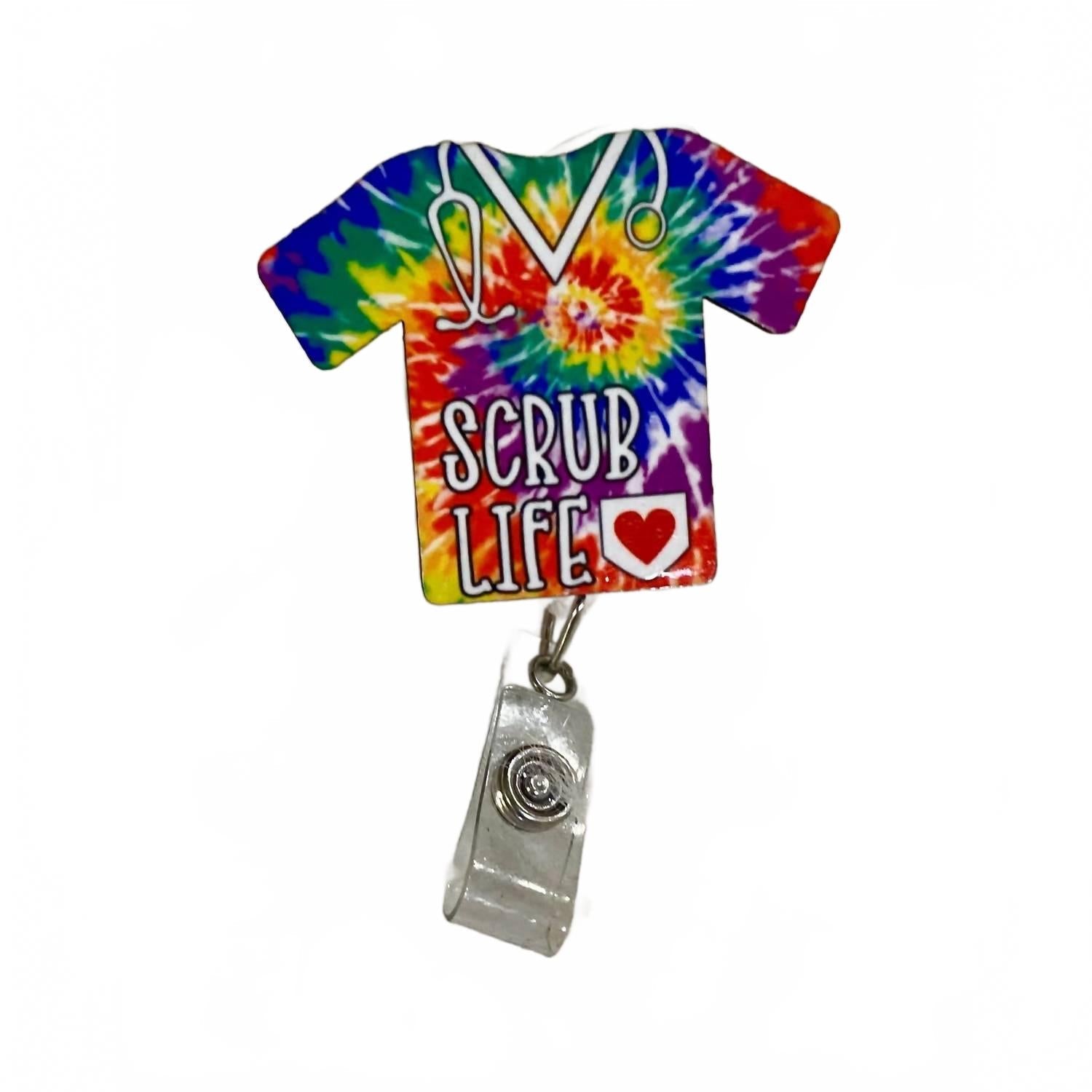 Scrub Life Acrylic Badge Reel Holder In Tie Dye