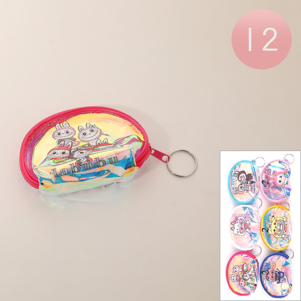 12PCS - Monster Bunny Characters Printed Coin Purses / Keychains