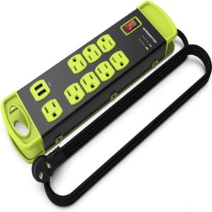 Monster-Essentials-5010 Monster Heavy-Duty Garage Power Strip 8 Outlet 2 USB - Black