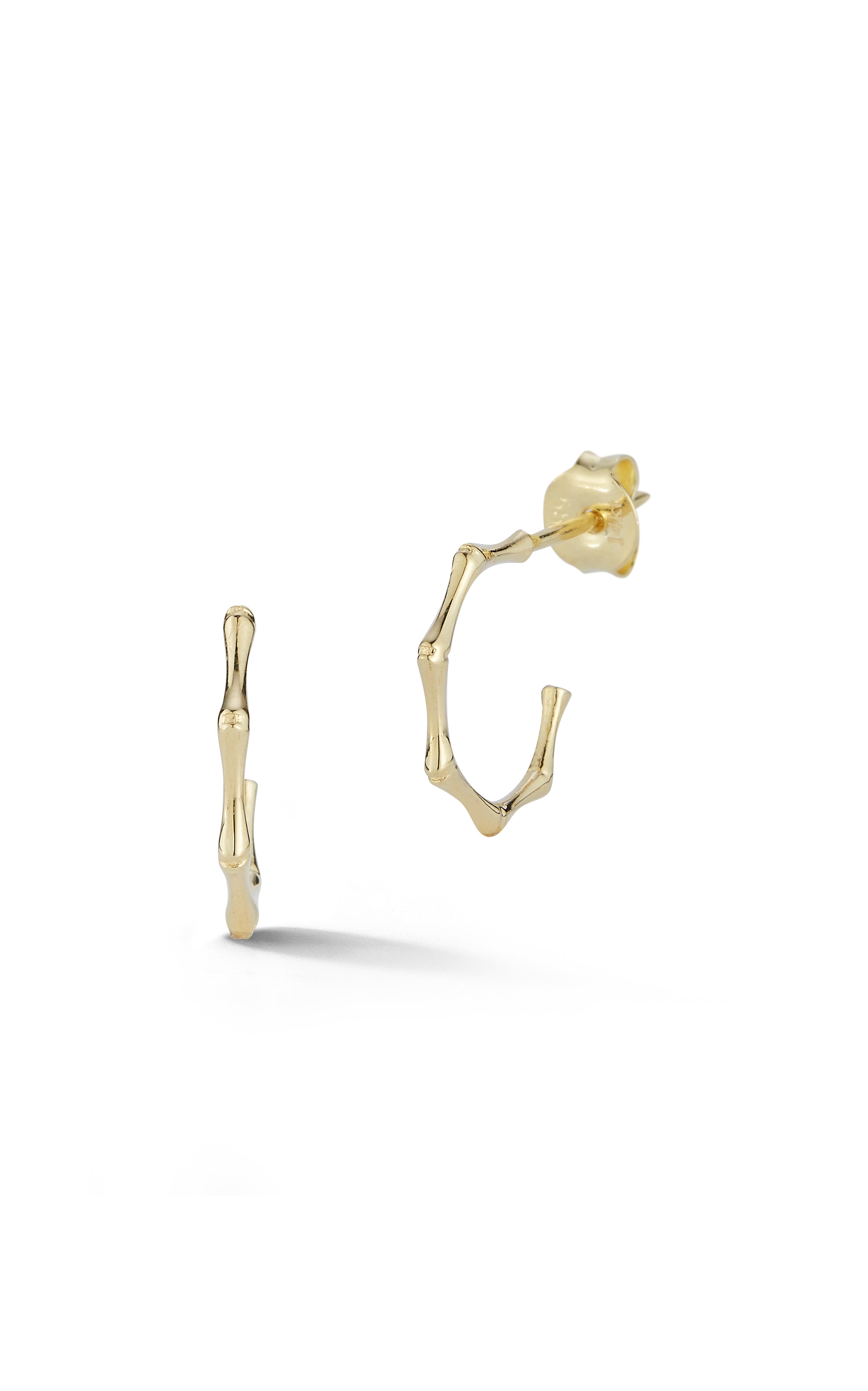 14K Italian Gold Bamboo Hoop Earrings