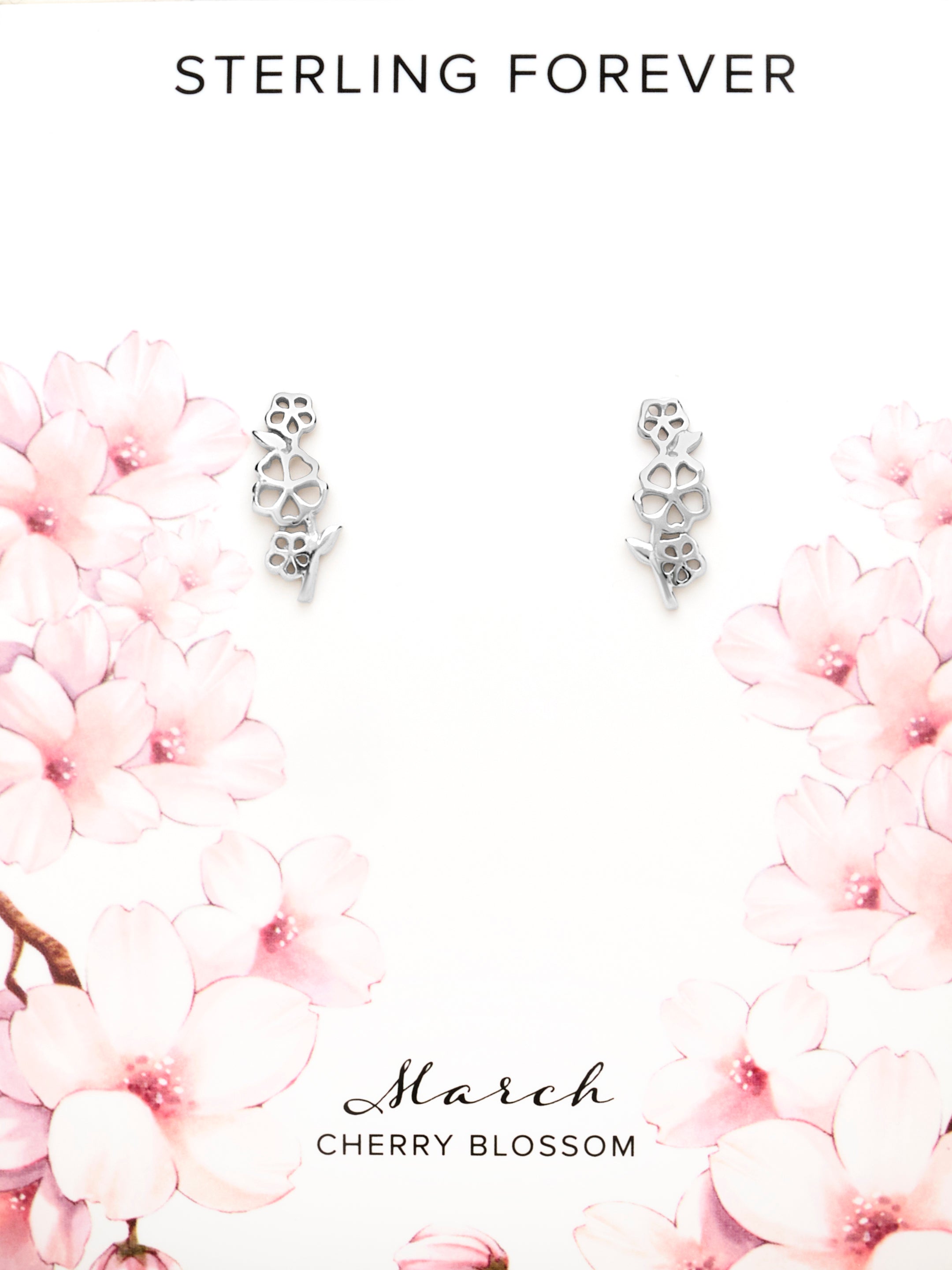 Sterling Silver Birth Flower Earring Studs - March