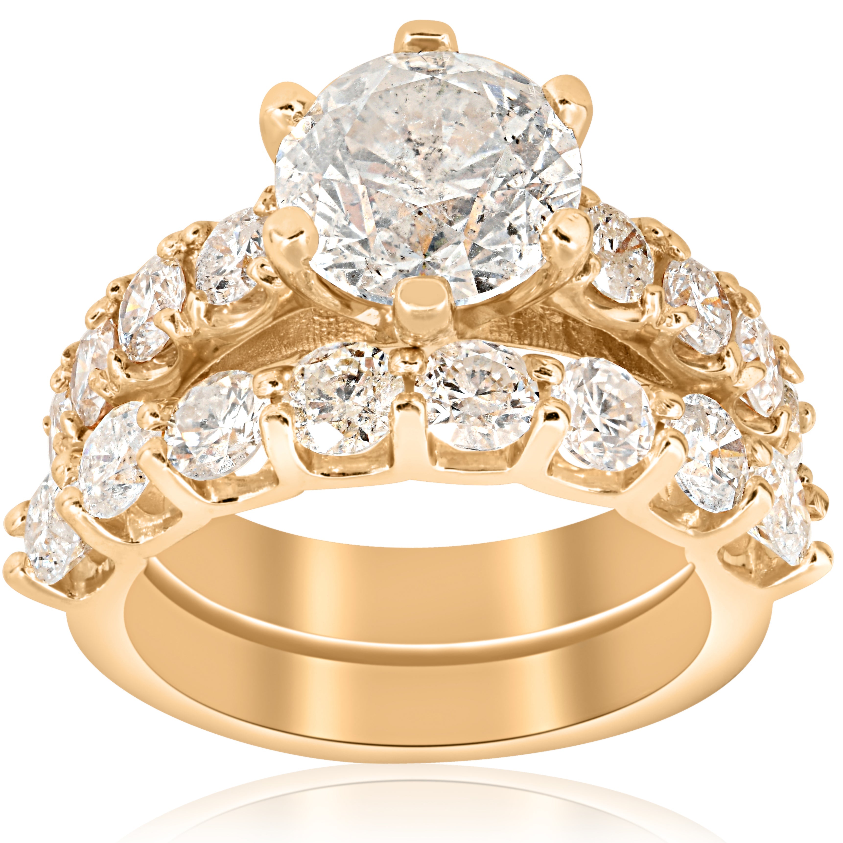 6 cttw Diamond Engagement Matching Wedding Ring 14k Yellow Gold