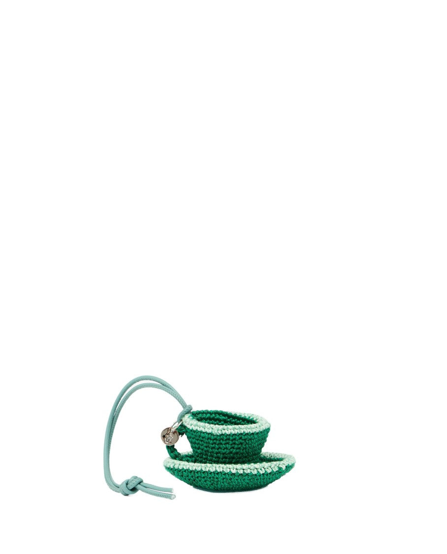 Teacup-Shaped Keychain With Leather Cord And Logo Detail