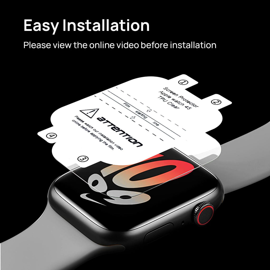 Sodi - 8 Pack for Apple Watch Screen Protector 45mm Series 9/8/7, Anti-Scratch, Touch Sensitive, Soft HD TPU Film, Bubble Free - Clear