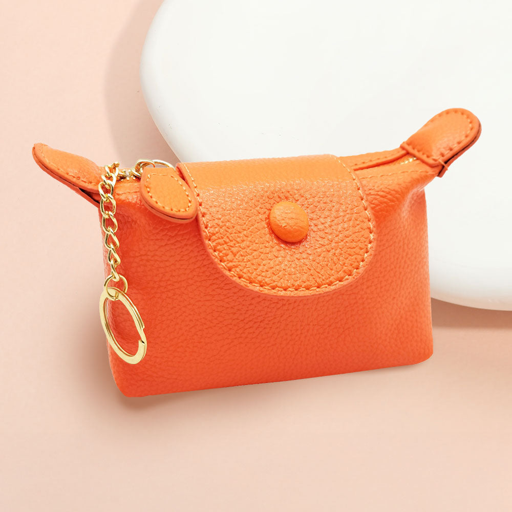 Solid Compact Keychain Mini Wallet Pouch Bag