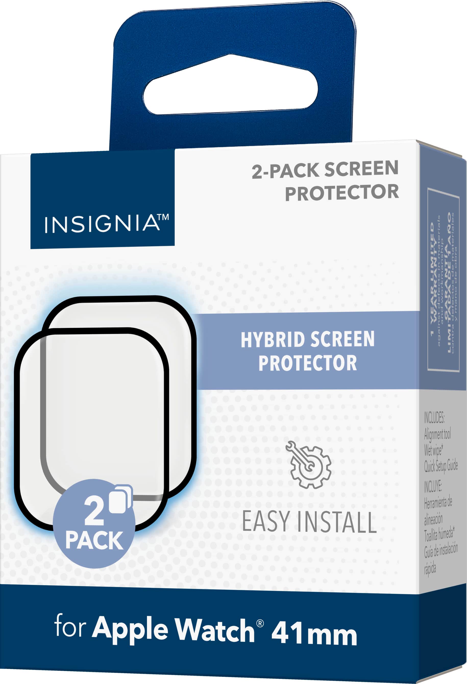 Insignia™ - Hybrid Glass Screen Protectors for Apple Watch 41mm (2-Pack) - Clear