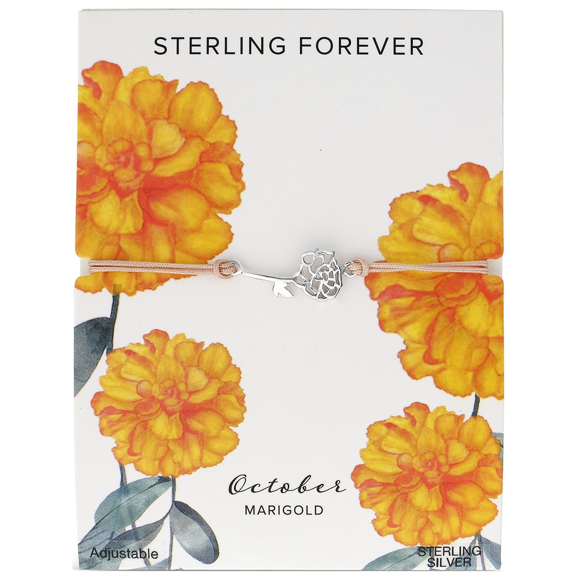 Sterling Silver Birth Flower Bolo Bracelet