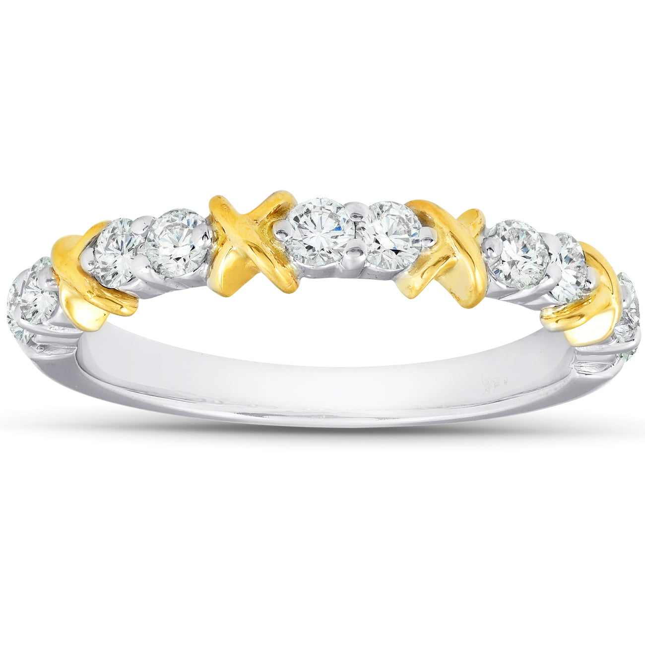 1/2Ct Diamond Wedding Womens Ring Two Tone Band 14k White & Yellow Gold