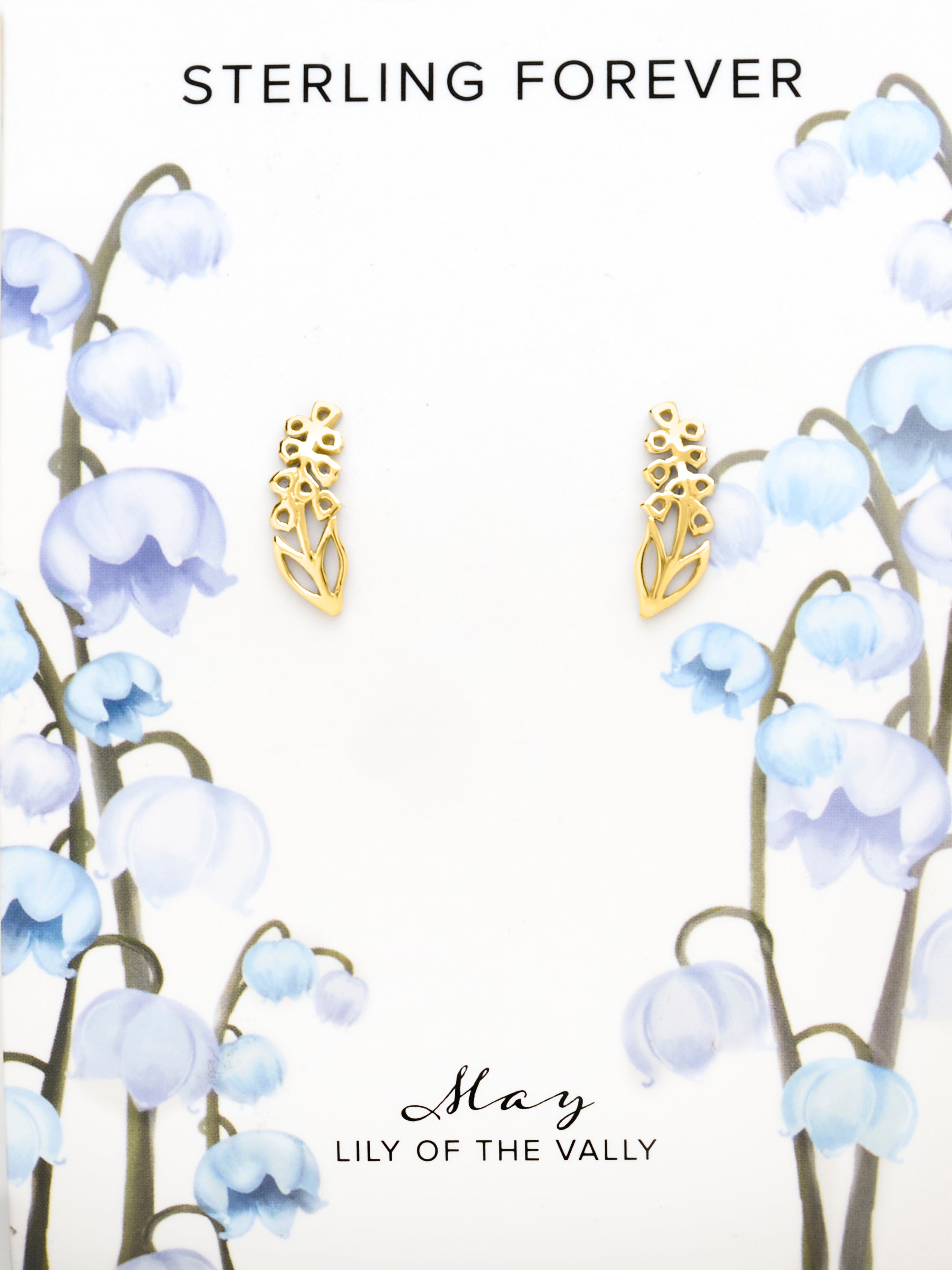 Sterling Silver Birth Flower Earring Studs - May