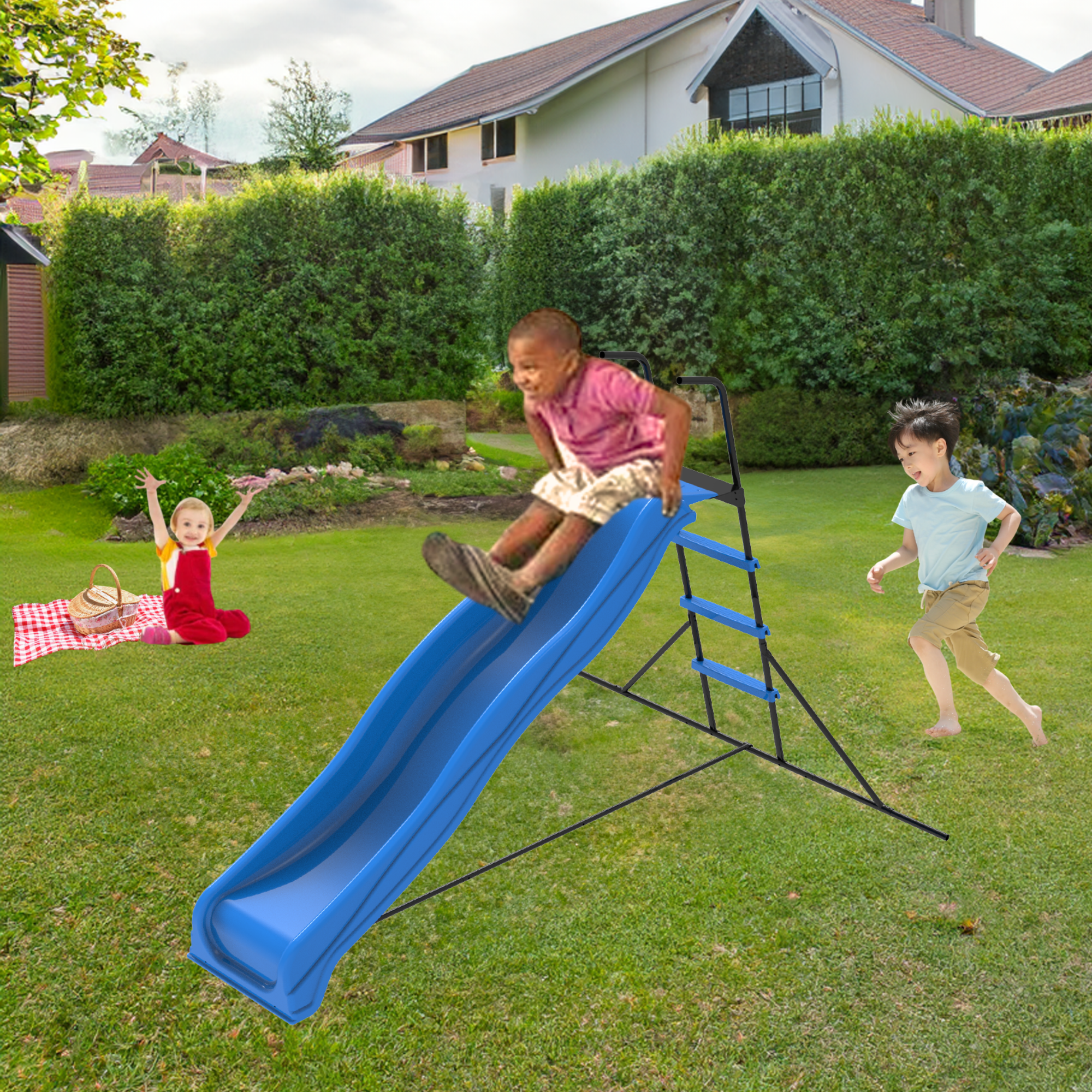 Streamdale XSL003 2.2M kids plastic slide indoor Freestanding playground equipment children plastic slide kids indoor slide blue