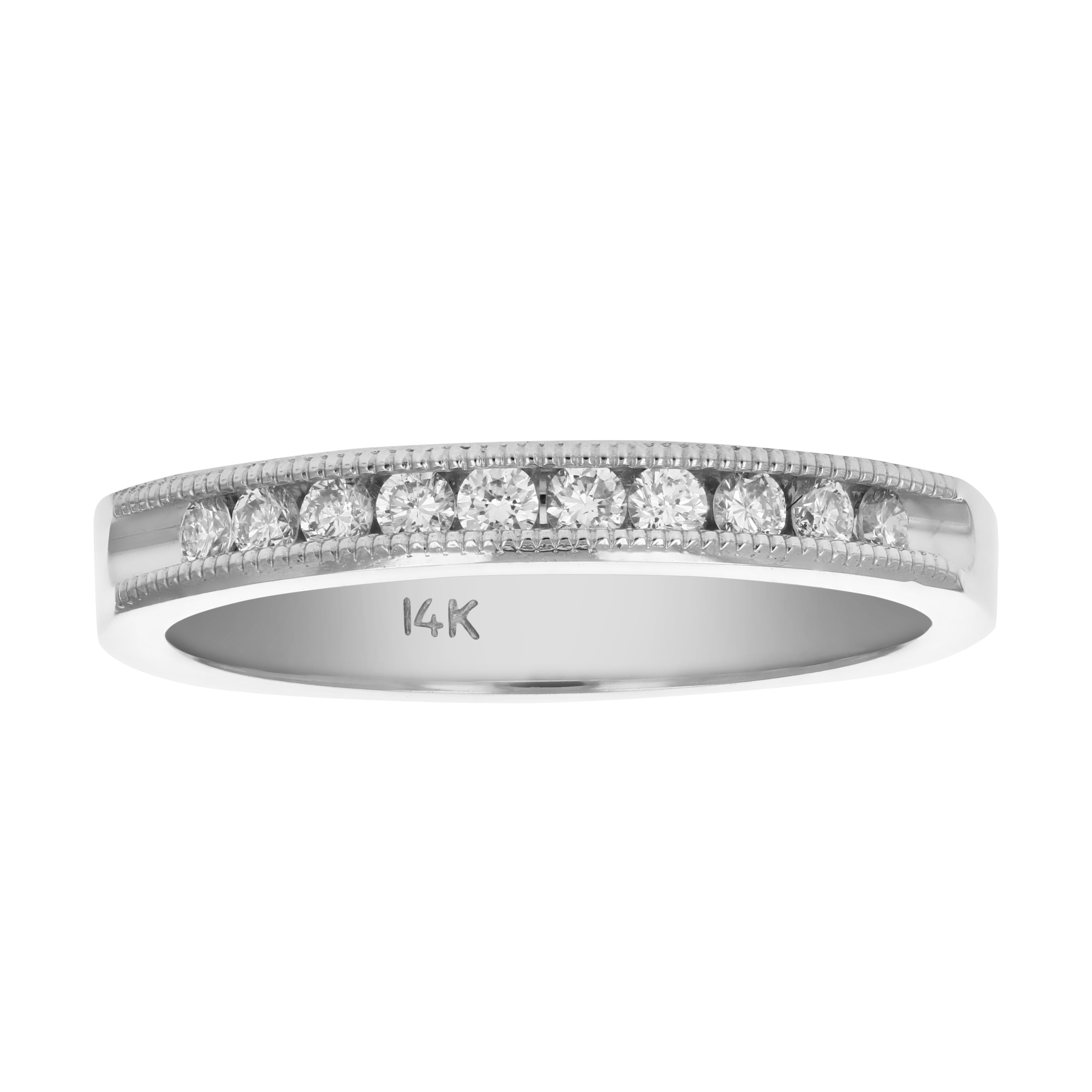 1/2 cttw SI2-I1 14K Gold Machine Set Diamond Wedding Band 10 Stones