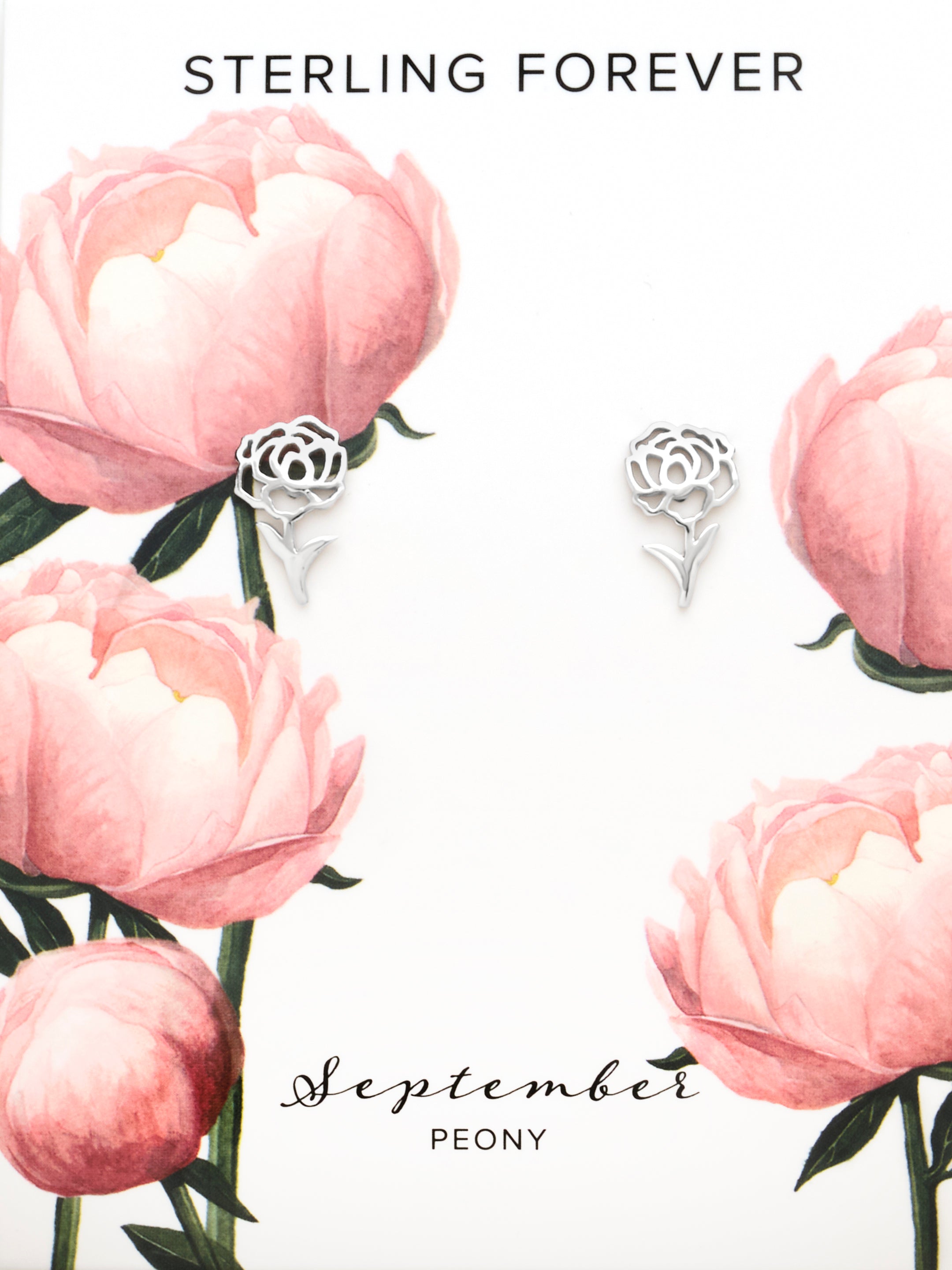 Sterling Silver Birth Flower Earring Studs - September