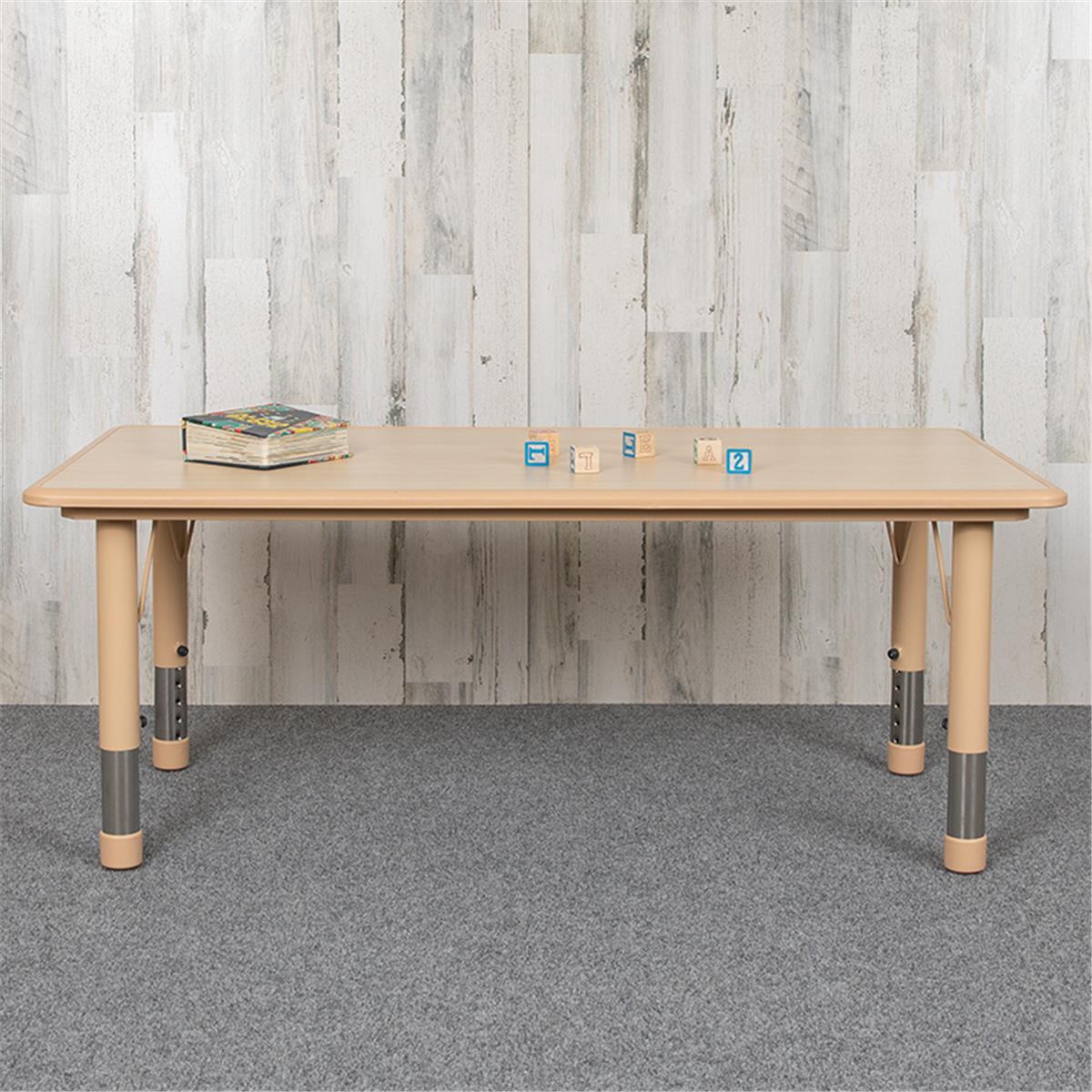 Flash Furniture  23.625 x 47.25 in. Rectangular Plastic Height Adjustable Activity Table, Natural Color