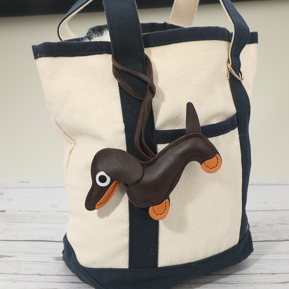Faux Leather Dachshund Dog Bag Charm