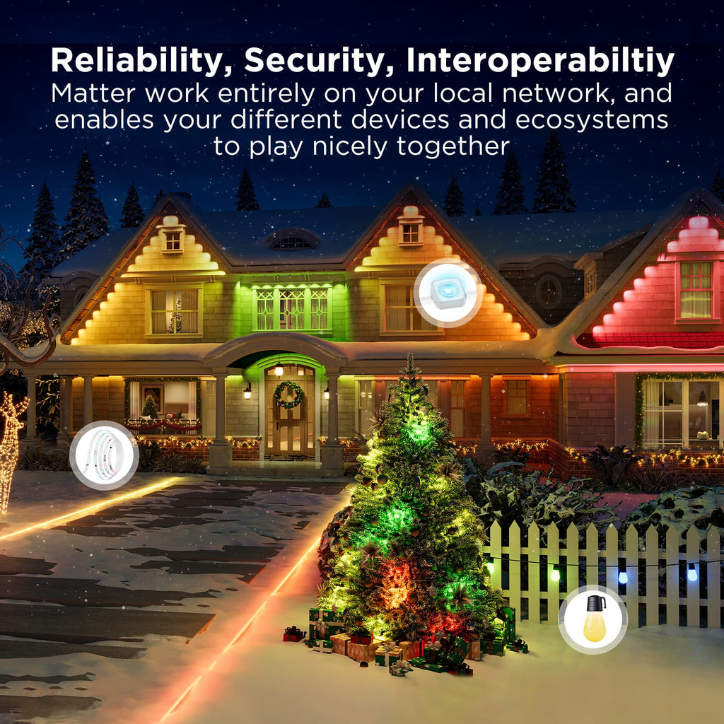 Govee - Wi-Fi RGBIC Outdoor Permanent String Lights 100ft - White