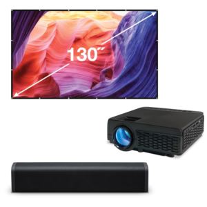 iLive KIT230BDL Bundle w/ Projector, 130" Screen, Sound Bar & HDMI Cable