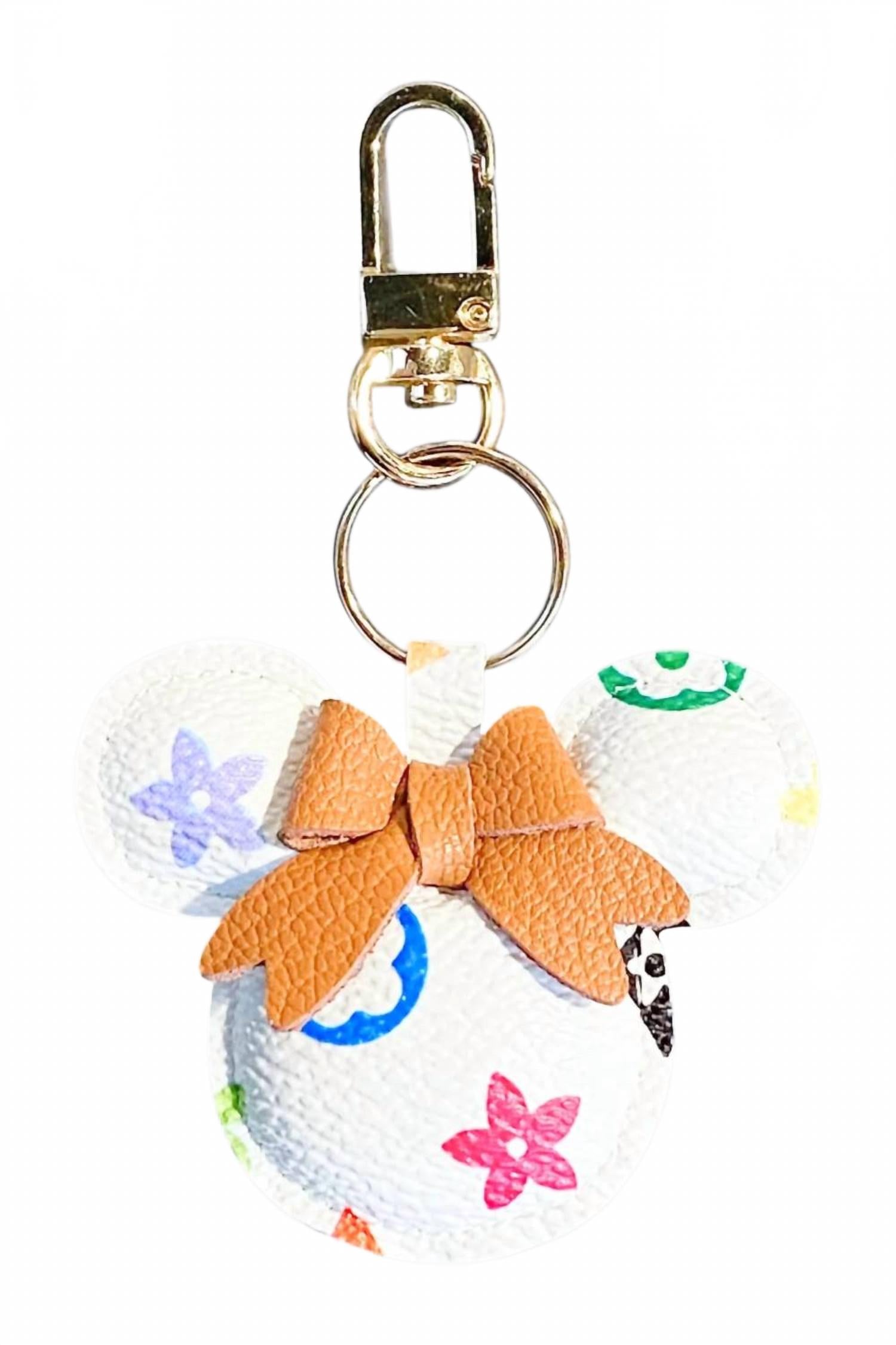 Unisex Faux Leather Magical Mouse Keychain In White