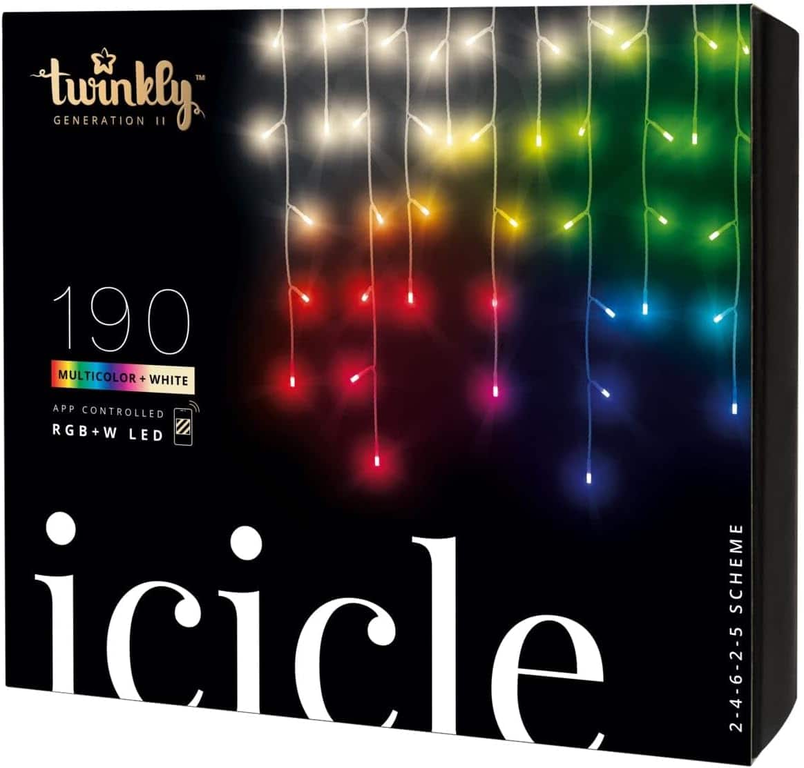 Twinkly - Smart Light Icicle LED 190 RGB (Gen II) - Black