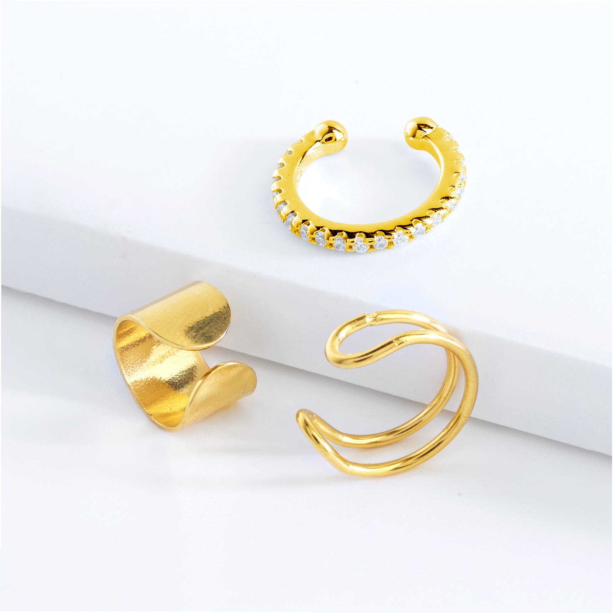 Simple Ear Cuff Set of 3-Silver