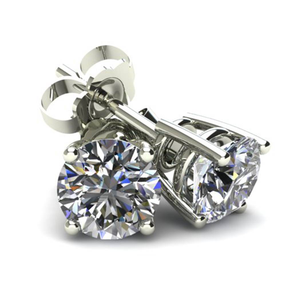 2.00Ct Round Brilliant Cut Natural Quality VS2-SI1 Diamond Stud Earrings in 14K Gold Basket Setting