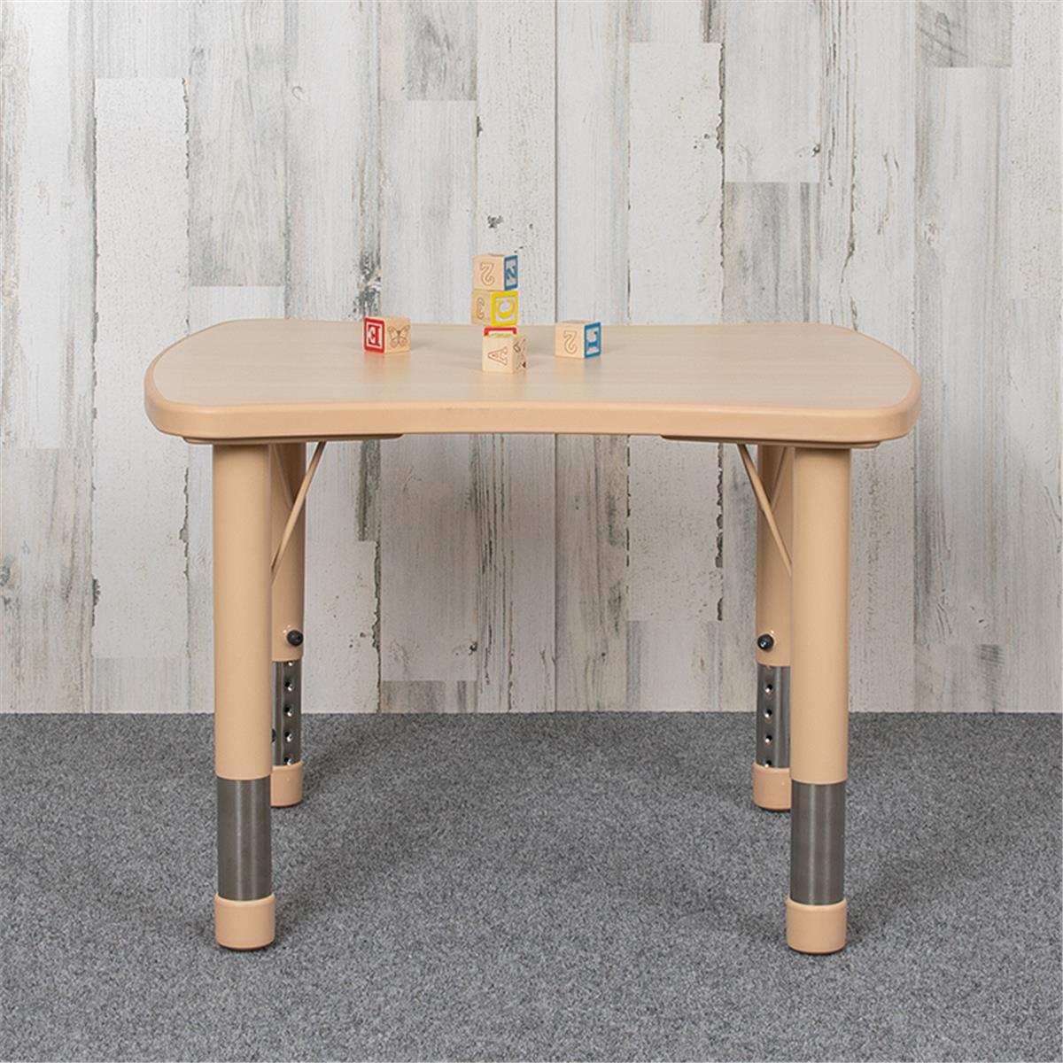 Flash Furniture  21.875 x 26.625 in. Rectangular Plastic Height Adjustable Activity Table, Natural Color