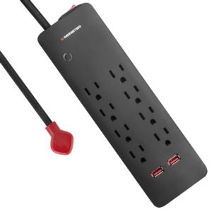 Monster 2MNAC0179B0L2 2000 Joules 8 AC Outlet & 2 USB Port Surge Protector
