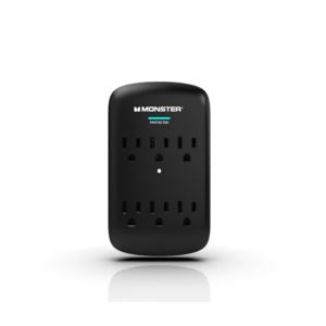Monster-Essentials-5000 Monster Wall Plug In Surge Protector 6 Outlet - Black