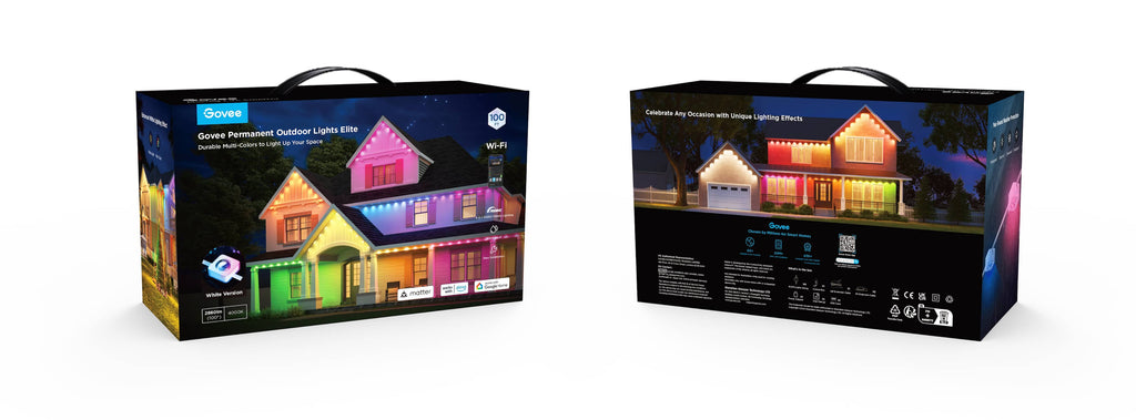 Govee - Wi-Fi RGBIC Outdoor Permanent String Lights 100ft - White