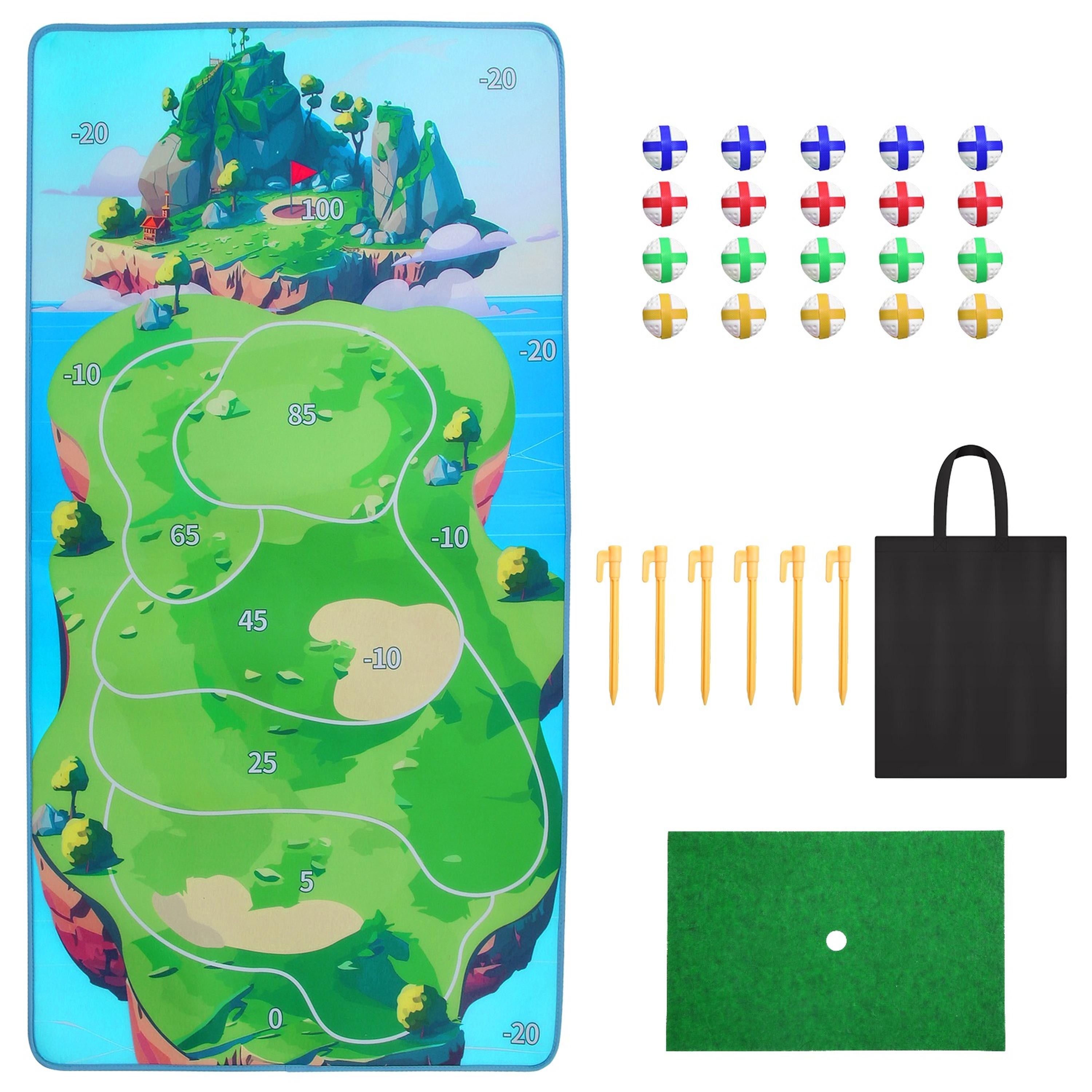 Casual Golf Game Set Indoor Outdoor Practice Mat with Balls