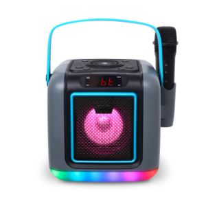 Singing Machine SML668G Cube Mini Portable Bluetooth Karaoke System w/ Light Show